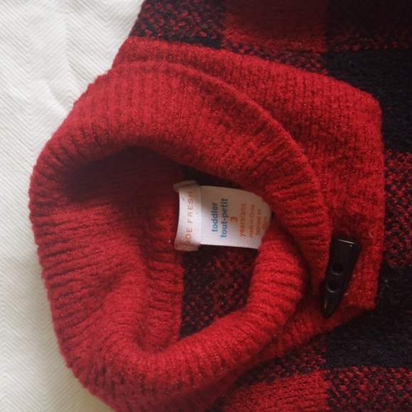 joe fresh buffalo check plaid shawl collar sweater 3T toddler unisex - Picture 5 of 5